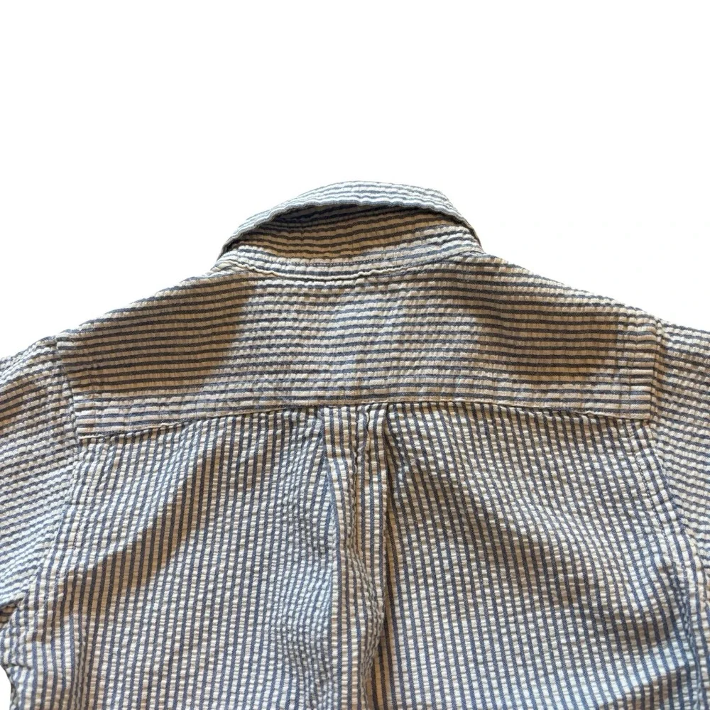 Ralph Lauren Boy 2T Blue White Seersucker Striped Short Sleeve Button Down Shirt